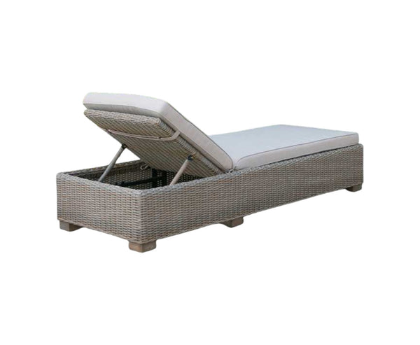 Homeroots 75" Brown Chaise Lounge With Beige Cushion  Rattan 282700