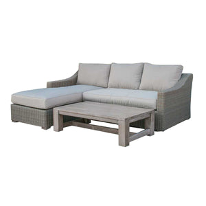 Homeroots Three Piece Outdoor Gray Rattan Sectional Seating Group With Beige Cushions  Aluminum 282706