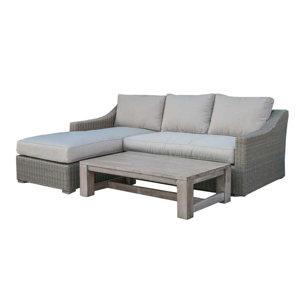 Homeroots Three Piece Outdoor Gray Rattan Sectional Seating Group With Beige Cushions  Aluminum 282706