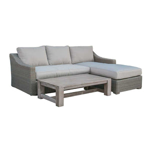 HomeRoots Three Piece Outdoor Gray Rattan Sectional Set with Beige Cushions – Stylish Comfort for Relaxing! 282706