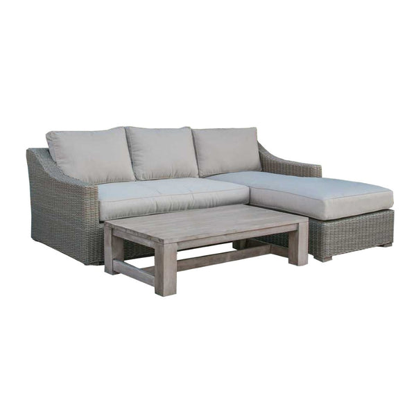 HomeRoots Three Piece Outdoor Gray Rattan Sectional Set with Beige Cushions – Stylish Comfort for Relaxing! 282706