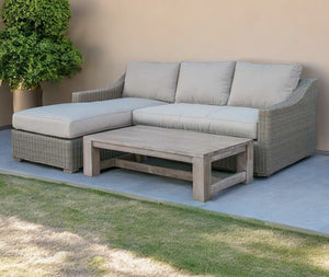 Homeroots Three Piece Outdoor Gray Rattan Sectional Seating Group With Beige Cushions  Aluminum 282706