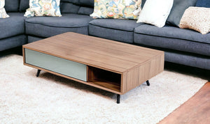 Homeroots 13" Walnut Veneer  Metal  And Glass Coffee Table   282725