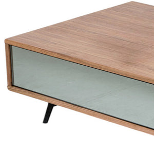 Homeroots 13" Walnut Veneer  Metal  And Glass Coffee Table   282725