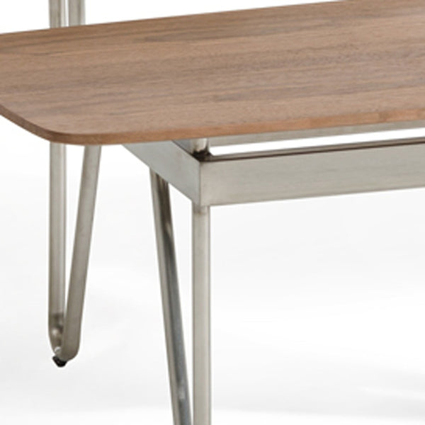 Homeroots 16" Walnut Veneer  Metal  And Glass Coffee Table   282733