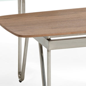 Homeroots 16" Walnut Veneer  Metal  And Glass Coffee Table   282733