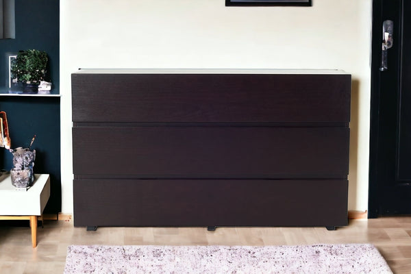 Homeroots 43" Dark Brown Mdf Three Drawer Dresser  Manufactured Wood 282739