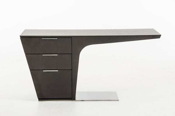 Homeroots 30" Wenge Veneer And Steel Office Desk   282743