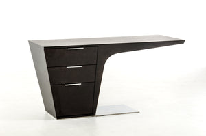 Homeroots 30" Wenge Veneer And Steel Office Desk   282743
