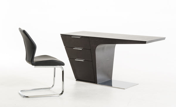 Homeroots 30" Wenge Veneer And Steel Office Desk   282743
