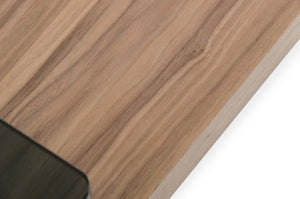 Homeroots 14" Walnut Veneer And Smoked Glass Coffee Table   282749