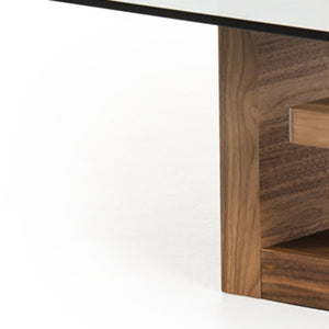 Homeroots 14" Walnut Veneer And Smoked Glass Coffee Table   282749