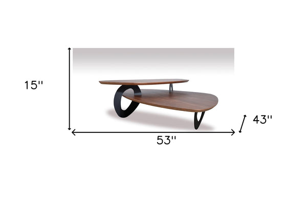 Homeroots 15" Walnut Veneer And Metal Coffee Table   282751