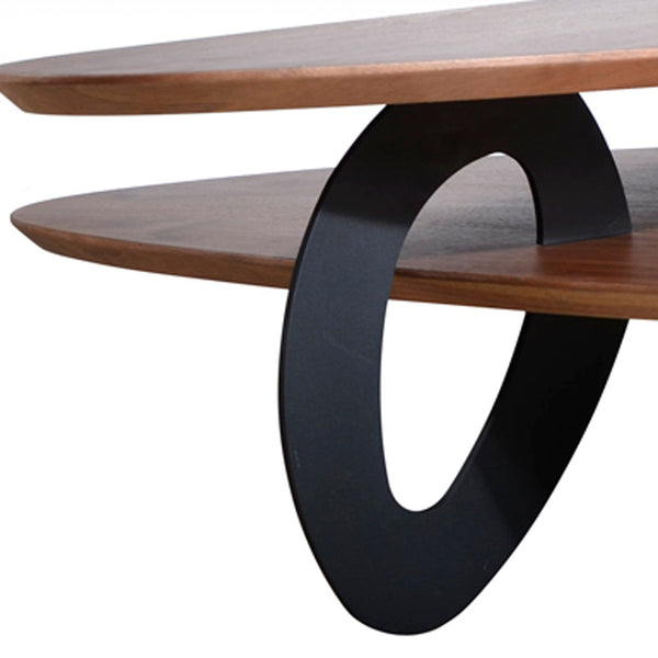 Homeroots 15" Walnut Veneer And Metal Coffee Table   282751