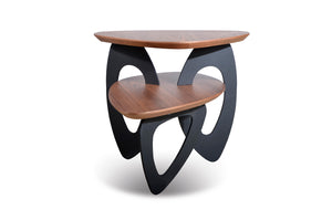 Homeroots 19" Walnut Veneer And Metal End Table   282753