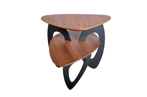 Homeroots 19" Walnut Veneer And Metal End Table   282753