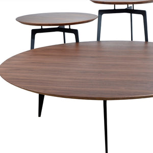 Homeroots 11" Walnut Veneer And Metal Coffee Table Set   282754