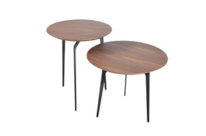 Homeroots 11" Walnut Veneer And Metal Coffee Table Set   282754