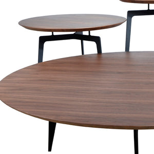 Homeroots 11" Walnut Veneer And Metal Coffee Table Set   282754