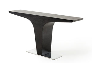Homeroots 30" Wenge Veneer And Steel Console Table   282774