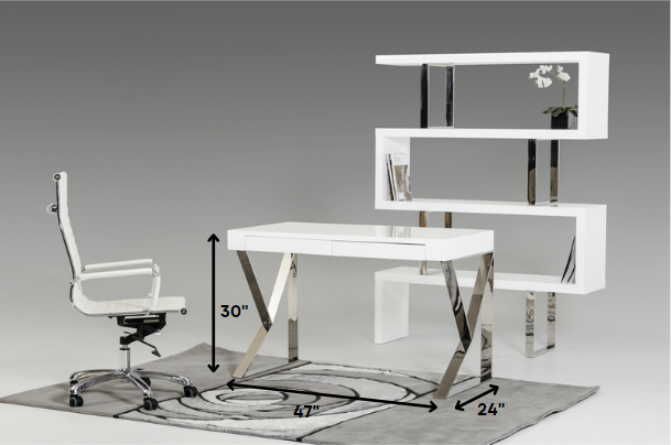 Homeroots 30" White Veneer And Steel Office Desk   282777