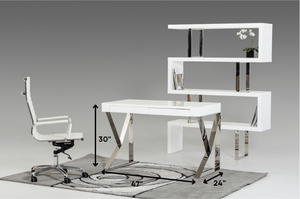 Homeroots 30" White Veneer And Steel Office Desk   282777