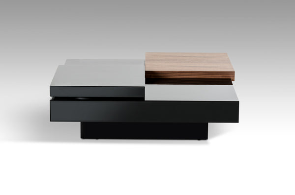 Homeroots 13" Walnut And Black Mdf And Veneer Coffee Table   282801