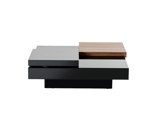 Homeroots 13" Walnut And Black Mdf And Veneer Coffee Table   282801