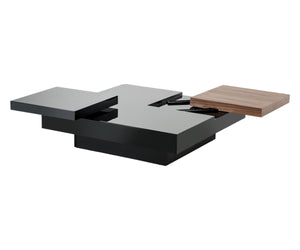 Homeroots 13" Walnut And Black Mdf And Veneer Coffee Table   282801