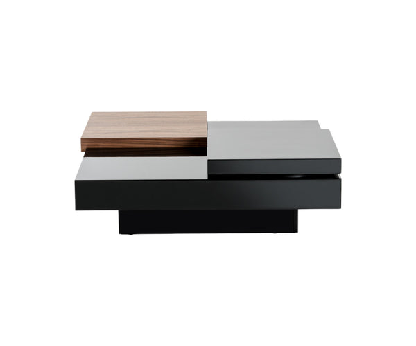 Homeroots 13" Walnut And Black Mdf And Veneer Coffee Table   282801