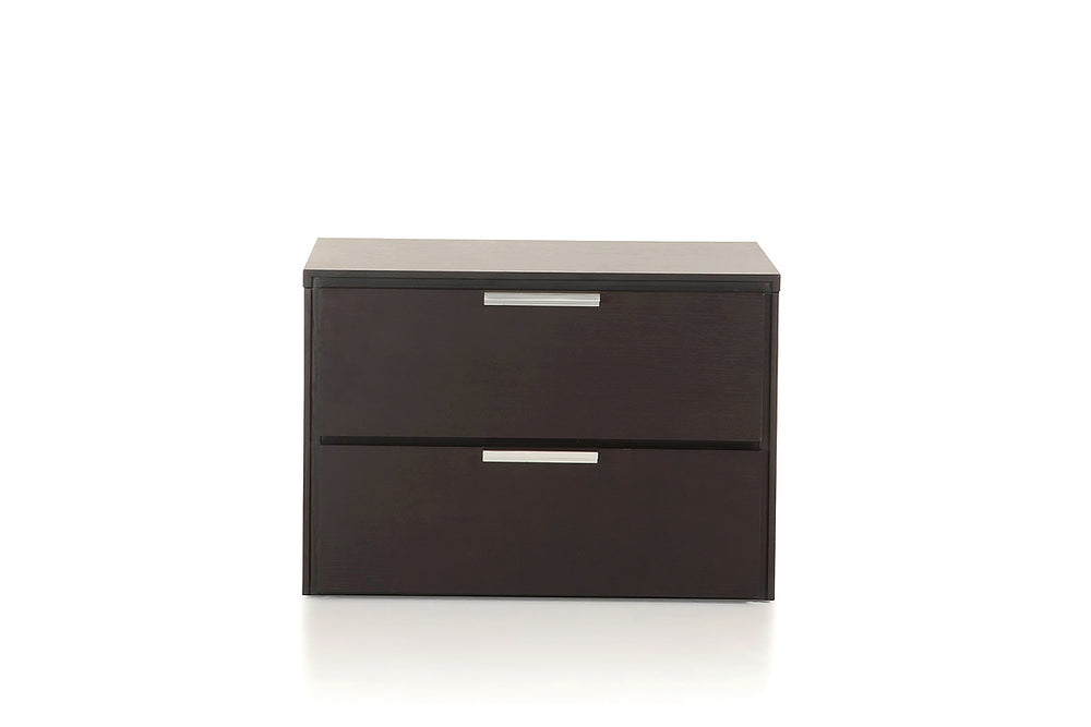 Homeroots 15" Wenge Veneer And Steel Nightstand   282808