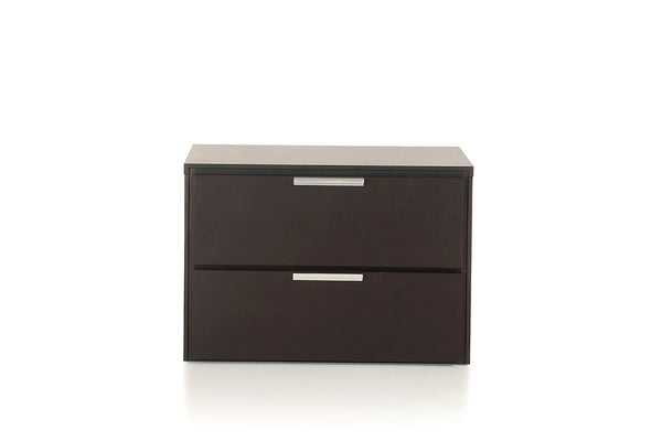 Homeroots 15" Wenge Veneer And Steel Nightstand   282808