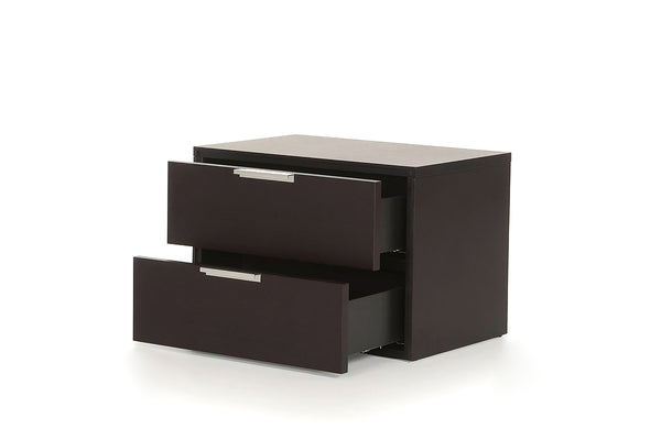 Homeroots 15" Wenge Veneer And Steel Nightstand   282808