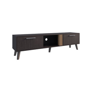 English Elm TV Engineered Wood Media Console with 3 Drawers & 3 Open Shelves, Durable Eco-Friendly Storage Solution Black+ khaki 75.2 L x 19.29 W x 3.94 H B097P262384