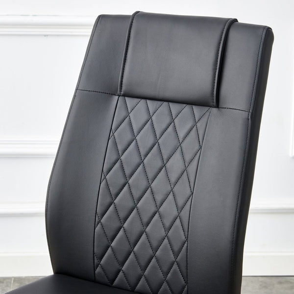 English Elm Table Set With Glass Top & Gold Stainless Steel Legs, 8 Black Pu Chairs For Modern Dining Elegance W1151S04329-GIGA