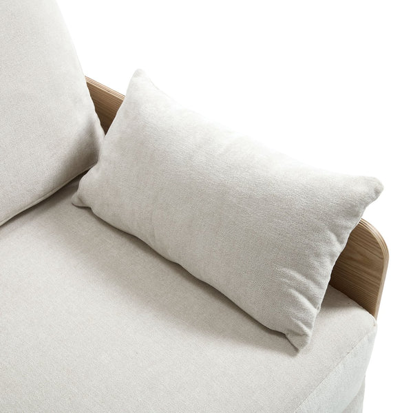 English Elm Foldable mid-century sleeper sofa bed recliner 3-in-1 convertible for small spaces with pillows and storage Beige W395P290556