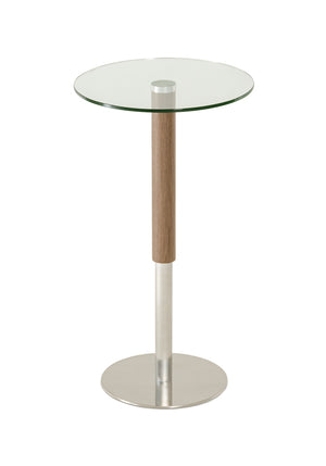 Homeroots 44" Veneer  Glass  And Steel Round Bar Table   282839