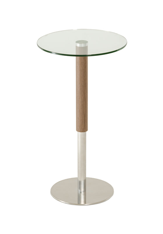 Homeroots 44" Veneer  Glass  And Steel Round Bar Table   282839