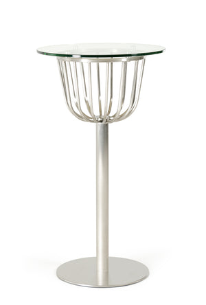 Homeroots 43" Glass And Steel Round Bar Table  Steel 282841