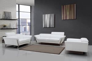 Homeroots 48" White Leather And Steel Sofa Set   282857