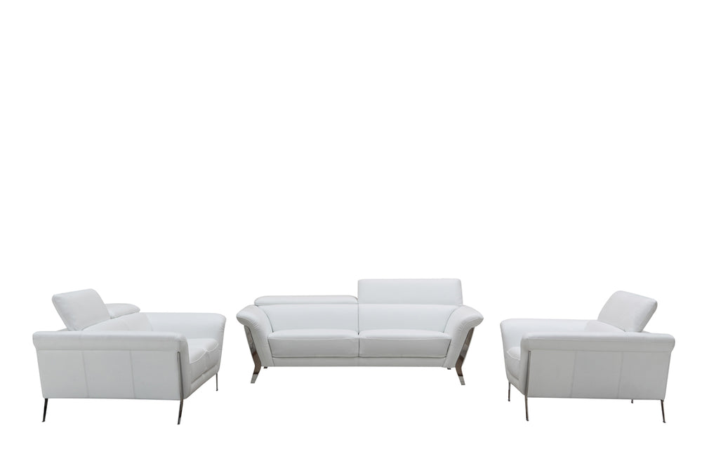 Homeroots 48" White Leather And Steel Sofa Set   282857