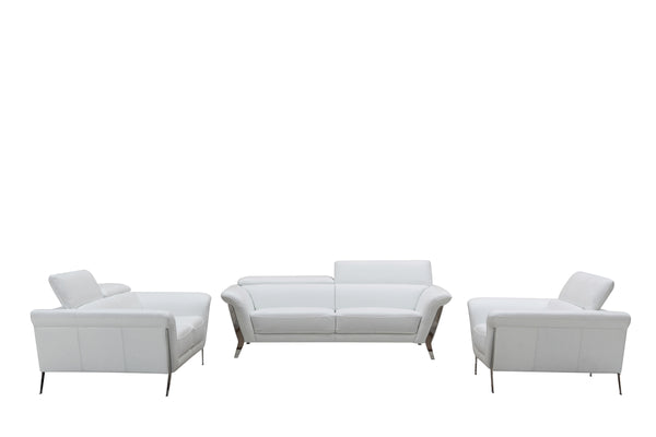 Homeroots 48" White Leather And Steel Sofa Set   282857