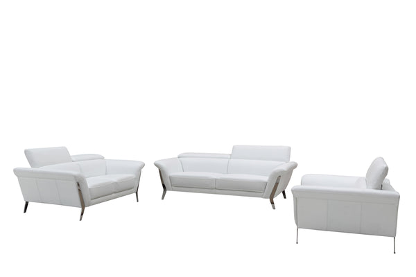 Homeroots 48" White Leather And Steel Sofa Set   282857