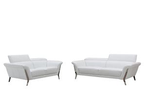 Homeroots 48" White Leather And Steel Sofa Set   282857