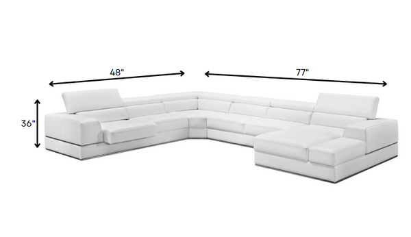 Homeroots 36" White Bonded Leather  Foam  And Steel Sectional Sofa   282873