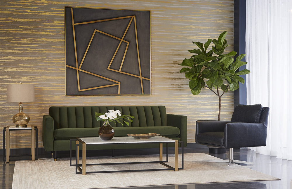 Sunpan In A Maze Wall Art - Stunning Hand-Painted Abstract with Gold Lines & Unique Dimension, 60" x 60"