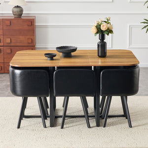 English Elm 7-piece Rectangular Dining Set Seats 6 with Faux Leather Chairs and Melamine Top W3875S00041