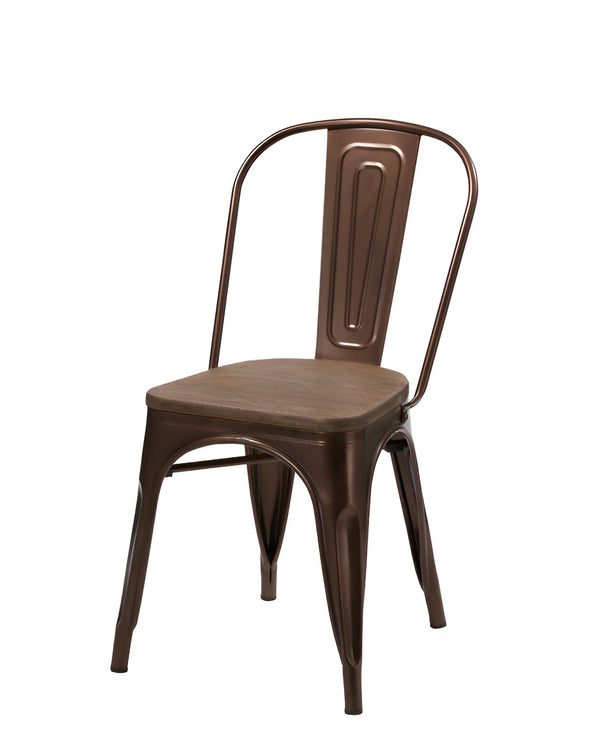 Homeroots Set Of Four Brown Metal And Wood Slat Back Dining Side Chairs  Metal And Wood 282905