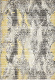 Unique Loom Outdoor Modern New York Machine Made Abstract Rug Ivory, Gray/Yellow 7' 1" x 10' 0"
