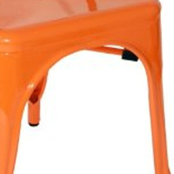 Homeroots Set Of Four Orange Metal Slat Back Dining Side Chairs  Metal 282946